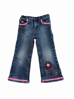 Paris Blue Vintage 3T Toddler Girl Floral Jeans